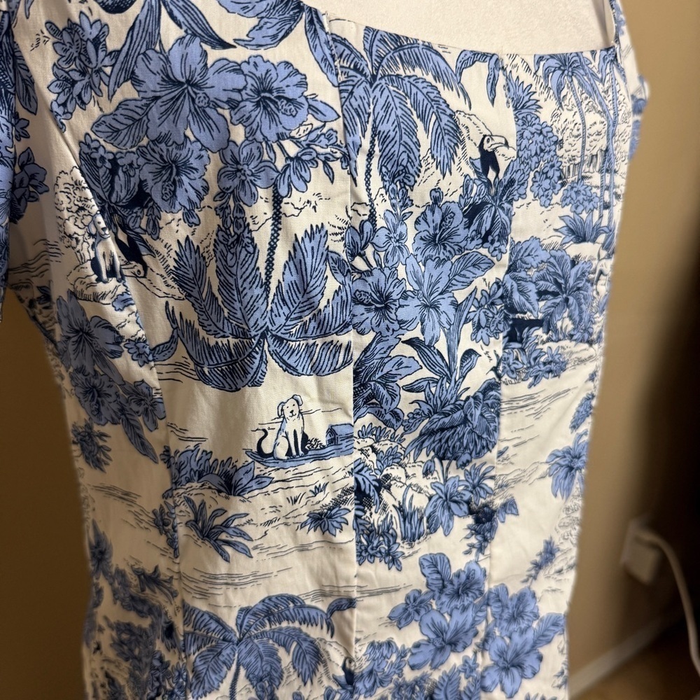 Joie Blue and White Floral Toile Printed Size 10 Midi Dress - Picture 4 of 12